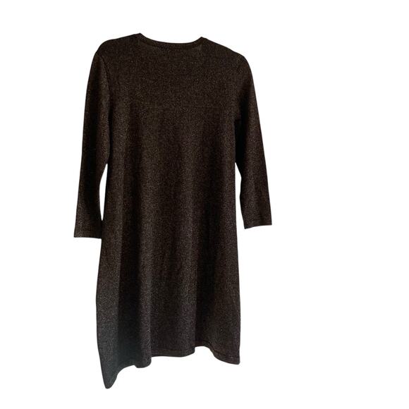 J McLaughlin Brown Gold Metallic Knit Aline Holiday Sparkly Dress Size Medium - Picture 15 of 16